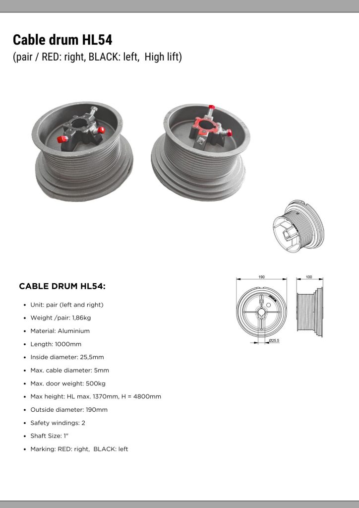Pair of Garage Door High Lift Cable Drums 54 Max OMI 54 HL, M134-1375 Pair of Garage Door High Lift Cable Drums 54 Max OMI 54 HL, M134-1375